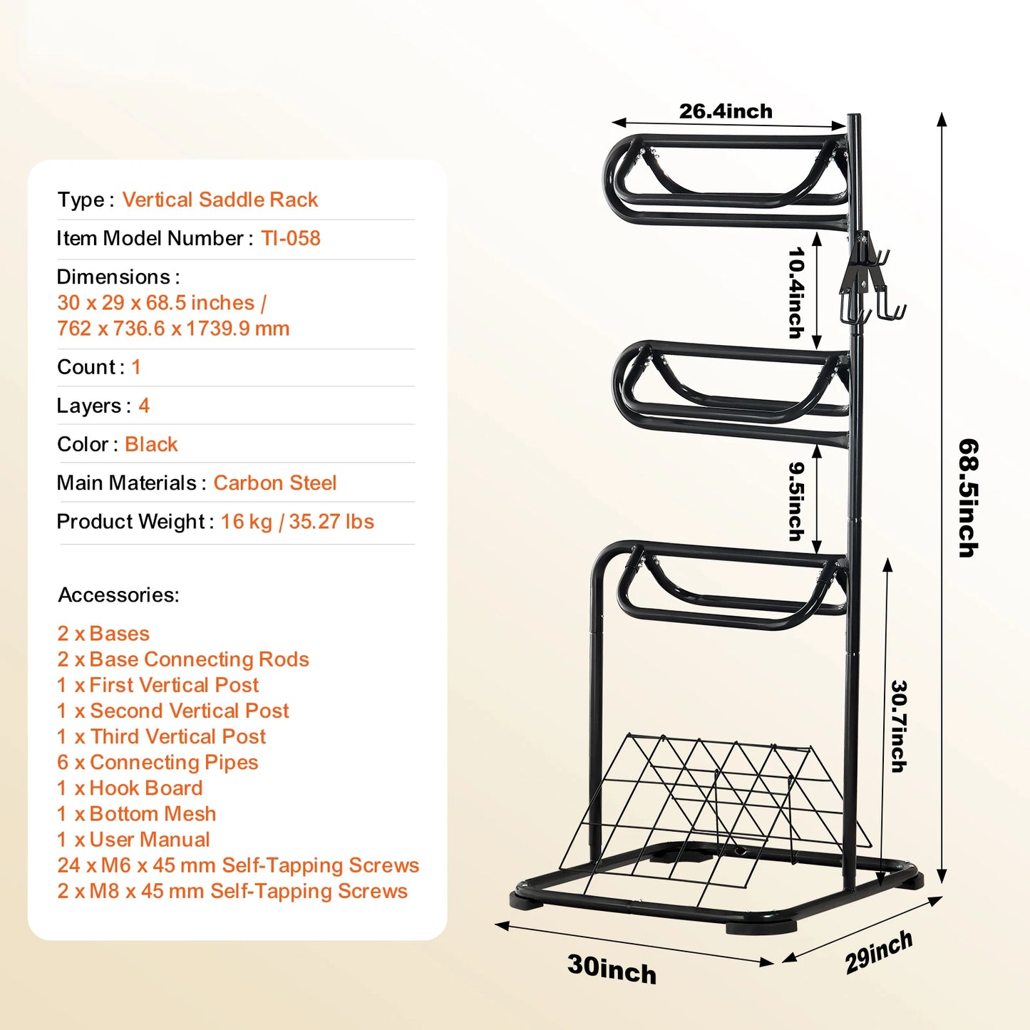 SucceBuy Wall Mounted Saddle Rack Swing Out Saddle Holder Space Saving Horse Pad and Blanket Rack for Tack Room Organization