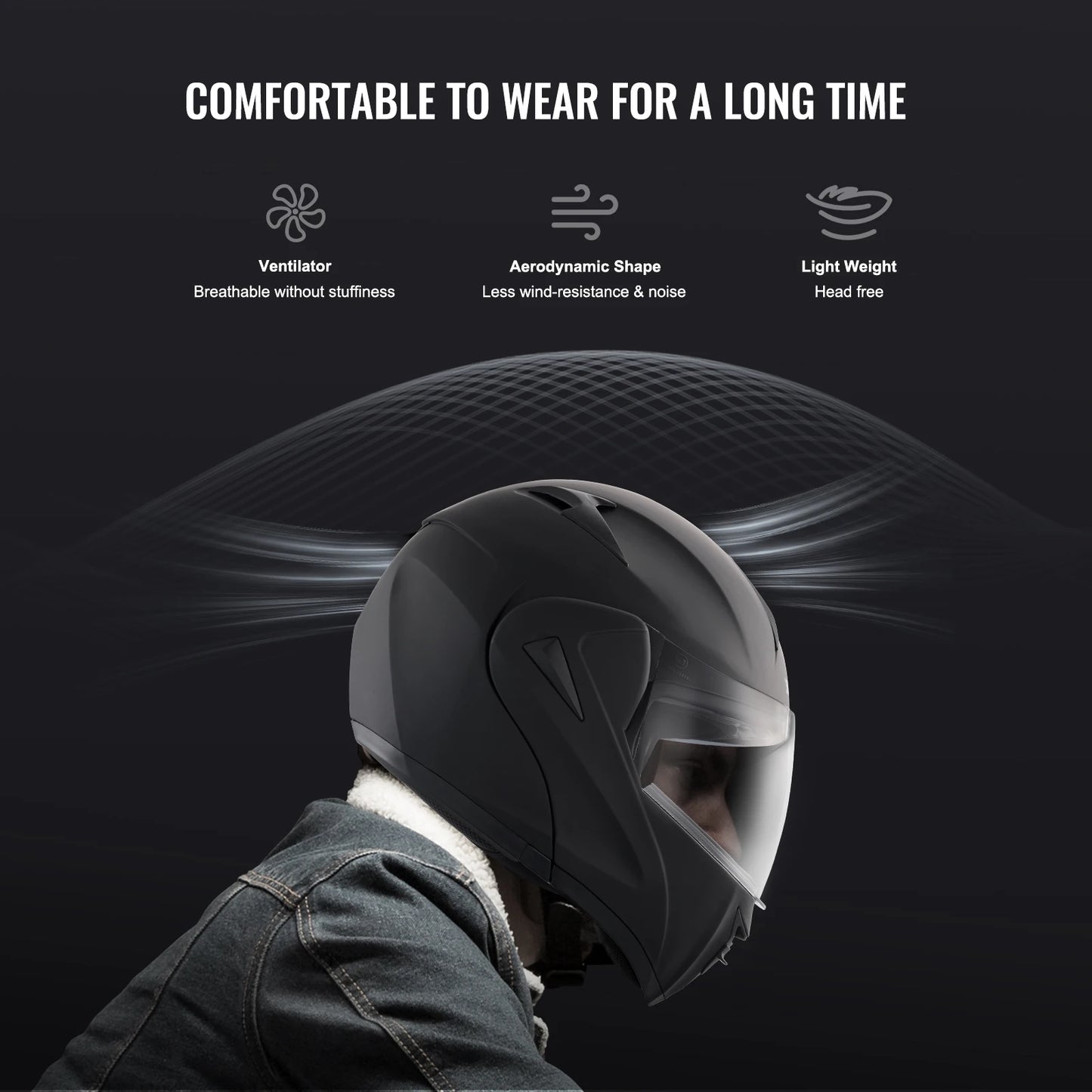 SucceBuy Motorcycle Helmet, Unmasked, Smart Street ABS & High Density Helmet with Interchangeable Lens, Fit to Youth and Adults