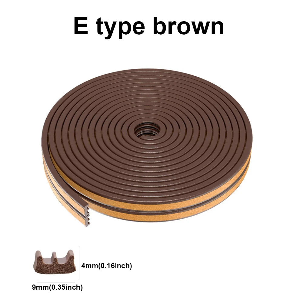 5m/10m DIEP Shape Door Seal Strip Self-adhesive Window WeatherStripping Insulation Noise Rubber Sealing Strip Draft Stopper Tape