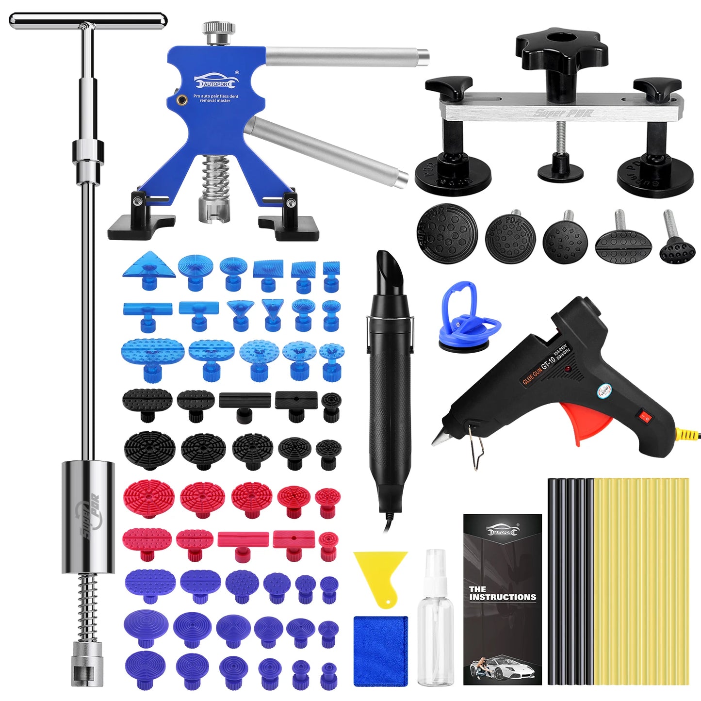 Super PDR Paintless Dent Repair Tool Set Professional Car Body Dent Repair Kit Suction Cup Dent Puller Dent Removal Repair Tool