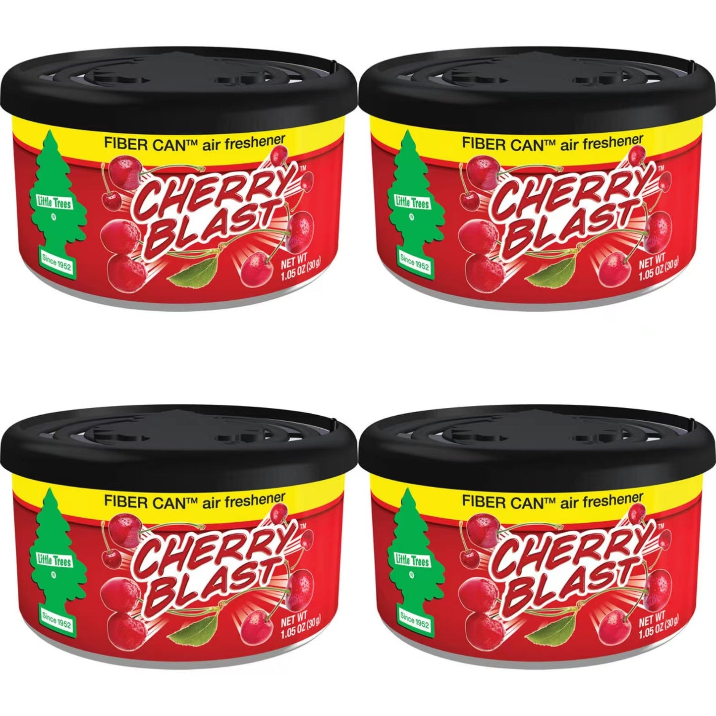 4 x Little Trees Cherry Blast Fibre Can Air Freshener – Car Home Office