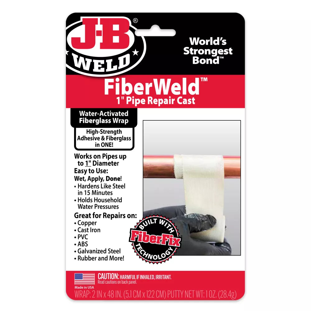JB Weld FiberWeld 1in Pipe Repair Wrap Kit High-Strength Fiberglass JB38248