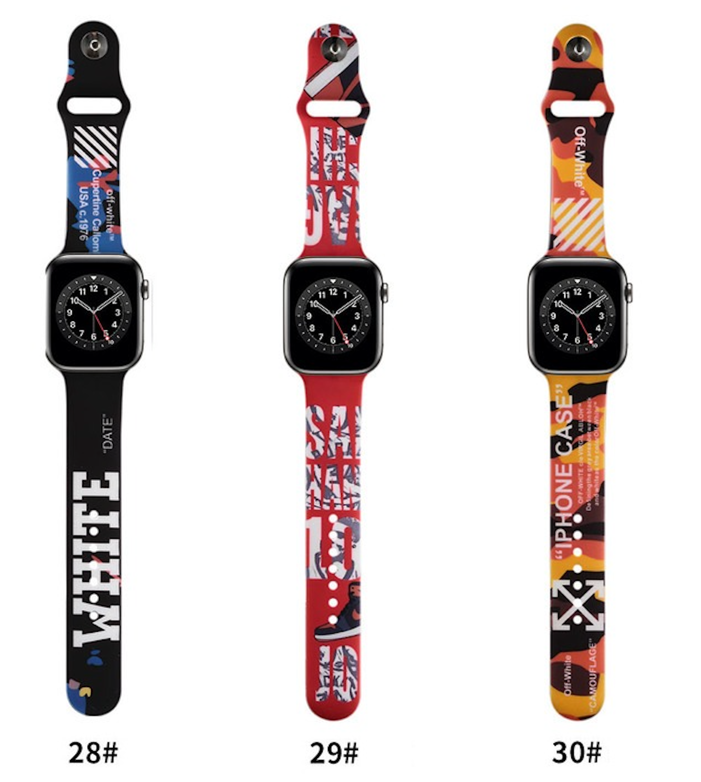 For Apple Watch Painted Silicone Band Strap for iWatch Ultra Series 8/7/6/3/SE