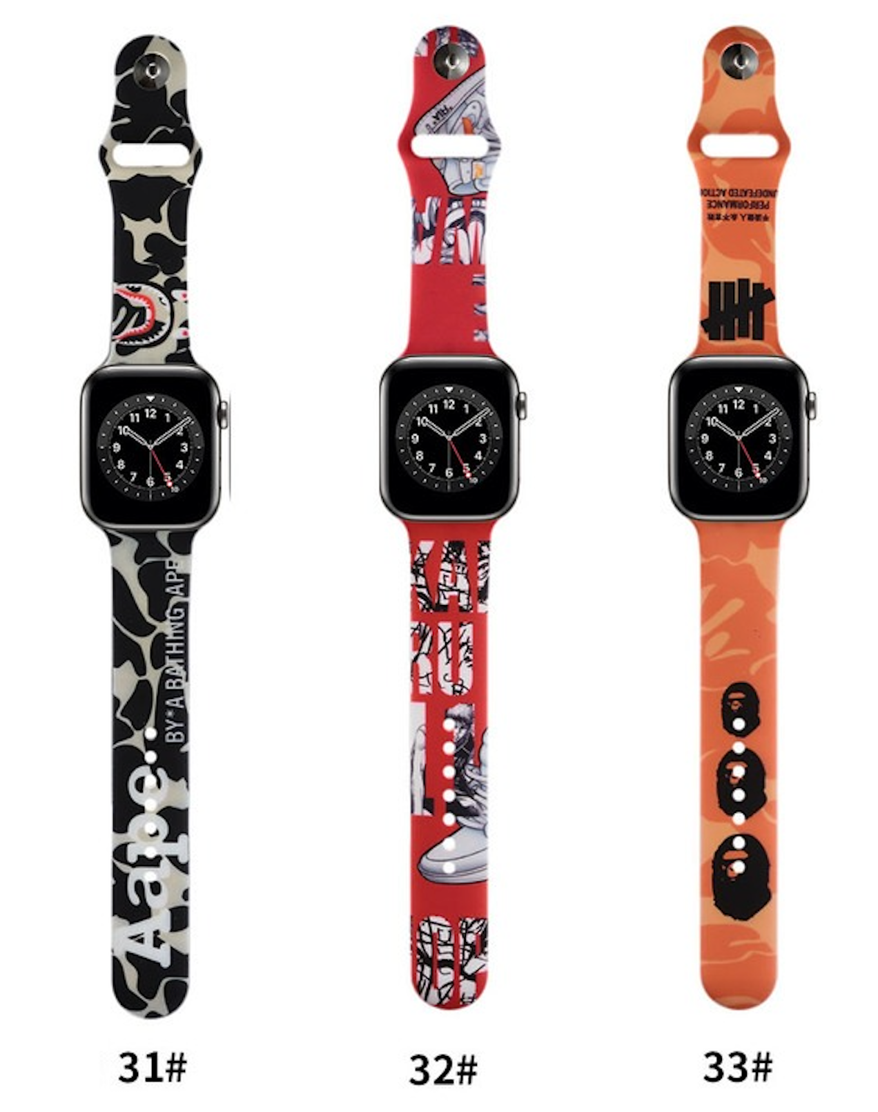 For Apple Watch Painted Silicone Band Strap for iWatch Ultra Series 8/7/6/3/SE