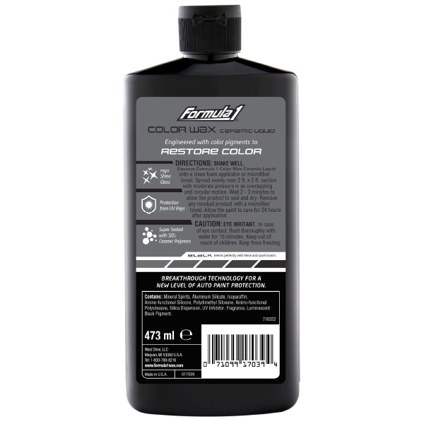 Formula 1 Ceramic Color Wax 473ml – Black – Restores Colour, Fills Scratches, SiO2 – AU Stock