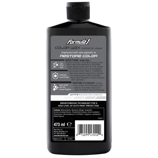 Formula 1 Ceramic Color Wax 473ml – White – Restores Colour, Fills Scratches, SiO2 – AU Stock