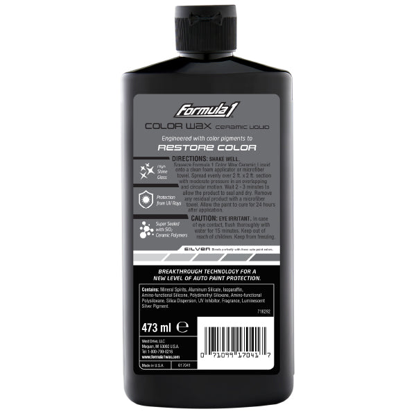 Formula 1 Ceramic Color Wax 473ml – Silver – Restores Colour, Fills Scratches, SiO2 – AU Stock