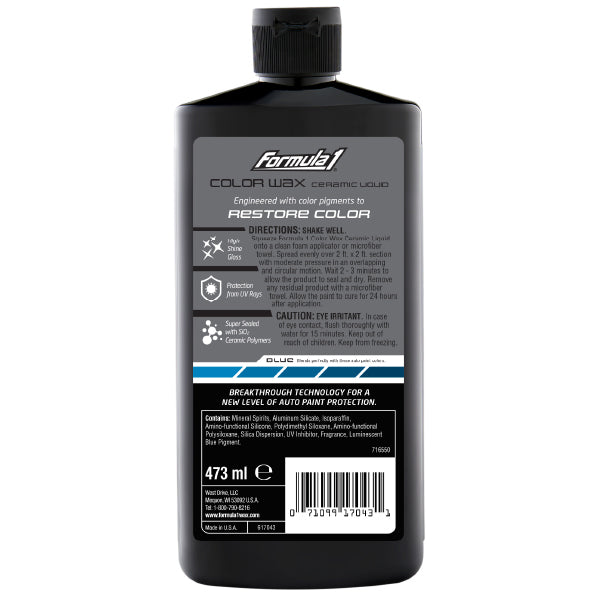 Formula 1 Ceramic Color Wax 473ml – Blue – Restores Colour, Fills Scratches, SiO2 – AU Stock
