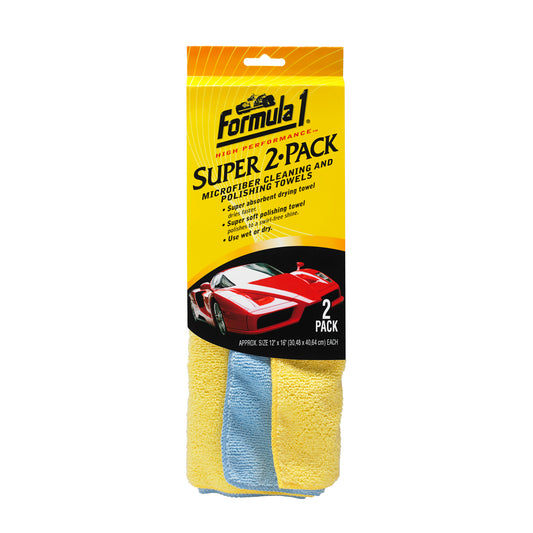 Formula 1 Microfibre Clean & Polish Towels 2-Pack – Soft & Lint-Free