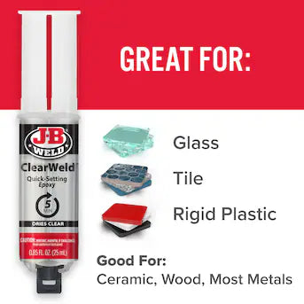 JB Weld ClearWeld 2-Part Clear Epoxy Syringe 25ml JB50112