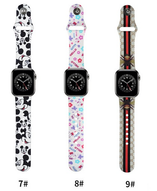 For Apple Watch Painted Silicone Band Strap for iWatch Ultra Series 8/7/6/3/SE