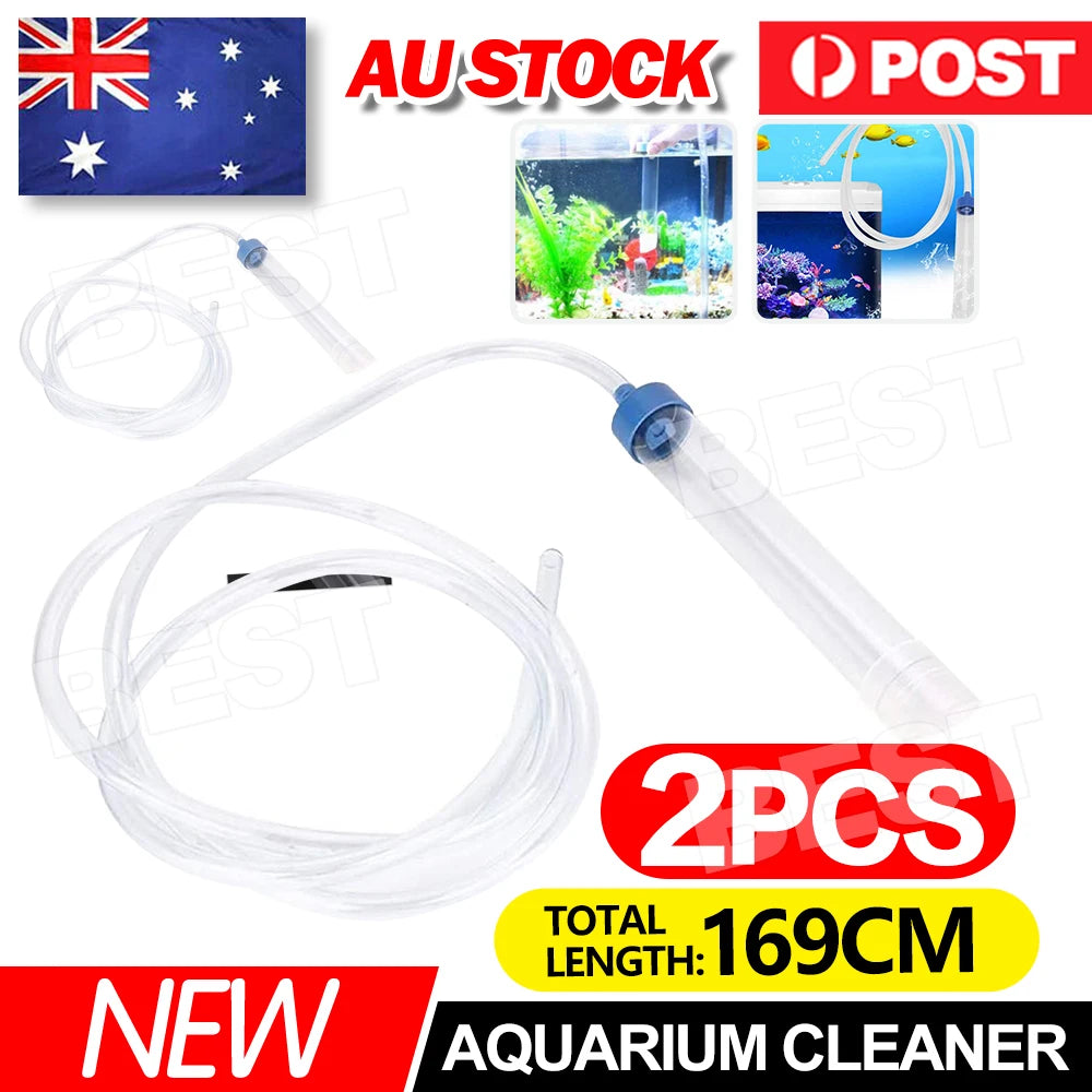2x Fish Tank Cleaner Syphon Aquarium Gravel Cleaner Siphon Aquarium Water Changer