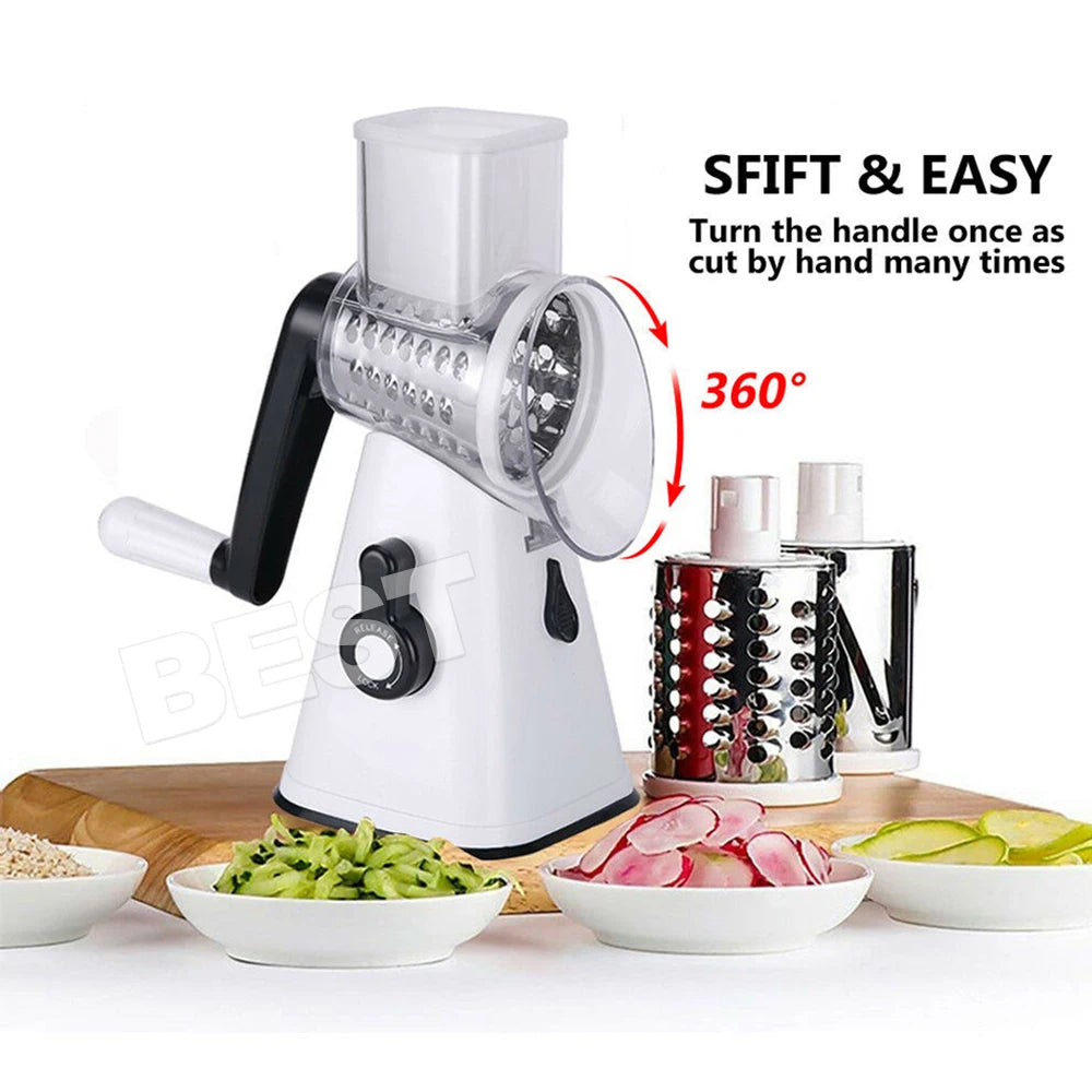 Kitchen Vegetable Food Manual Rotary Drum Grater Chopper Slicer Fruit Cutter