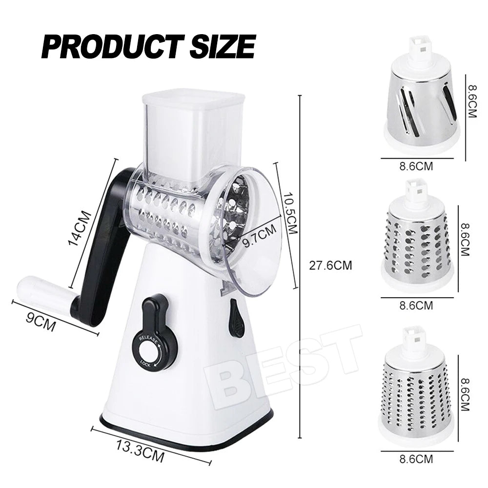 Kitchen Vegetable Food Manual Rotary Drum Grater Chopper Slicer Fruit Cutter