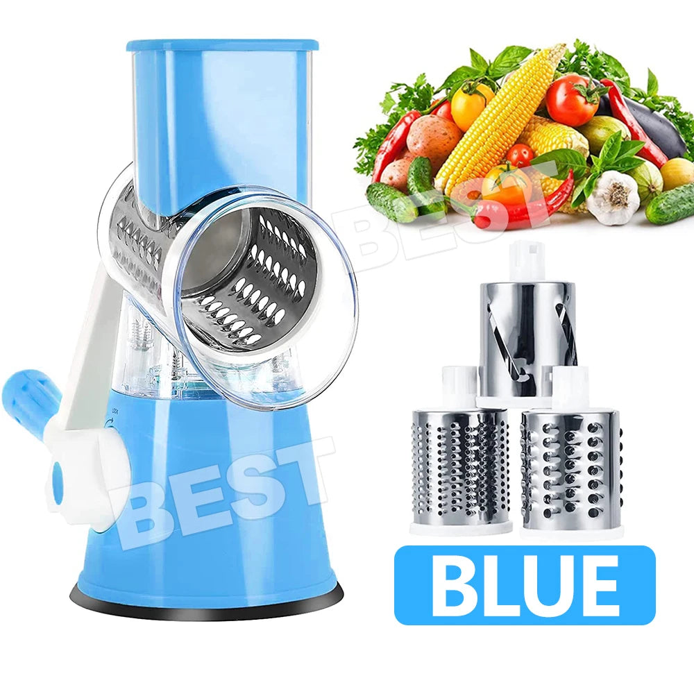 Vegetable Fruit Slicer Cutter Shredder Food Manual Rotary Grater Chopper