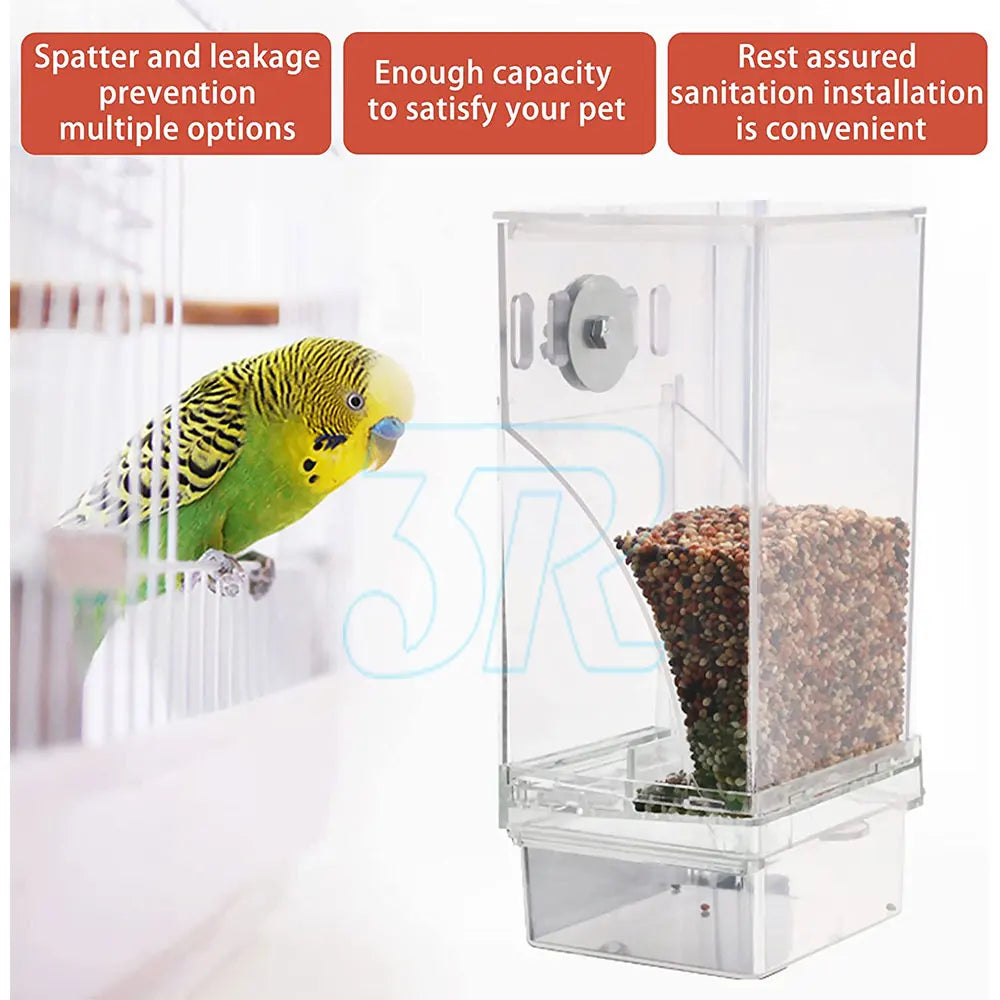 1/2pcs No Mess Bowl Auto Cage Bird Feeder Cup Automatic Parrot Canary Cockatiel