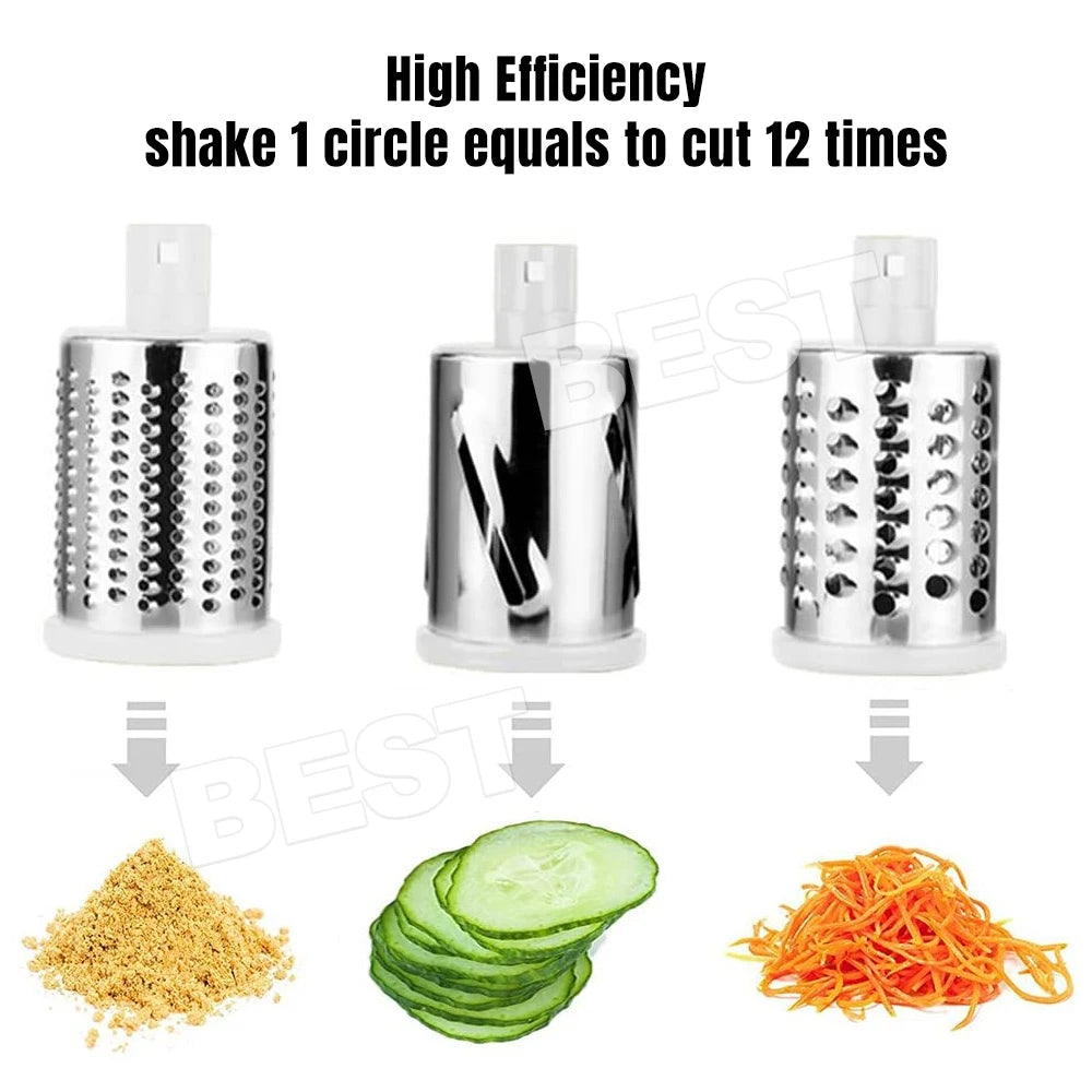 Vegetable Fruit Slicer Cutter Shredder Food Manual Rotary Grater Chopper