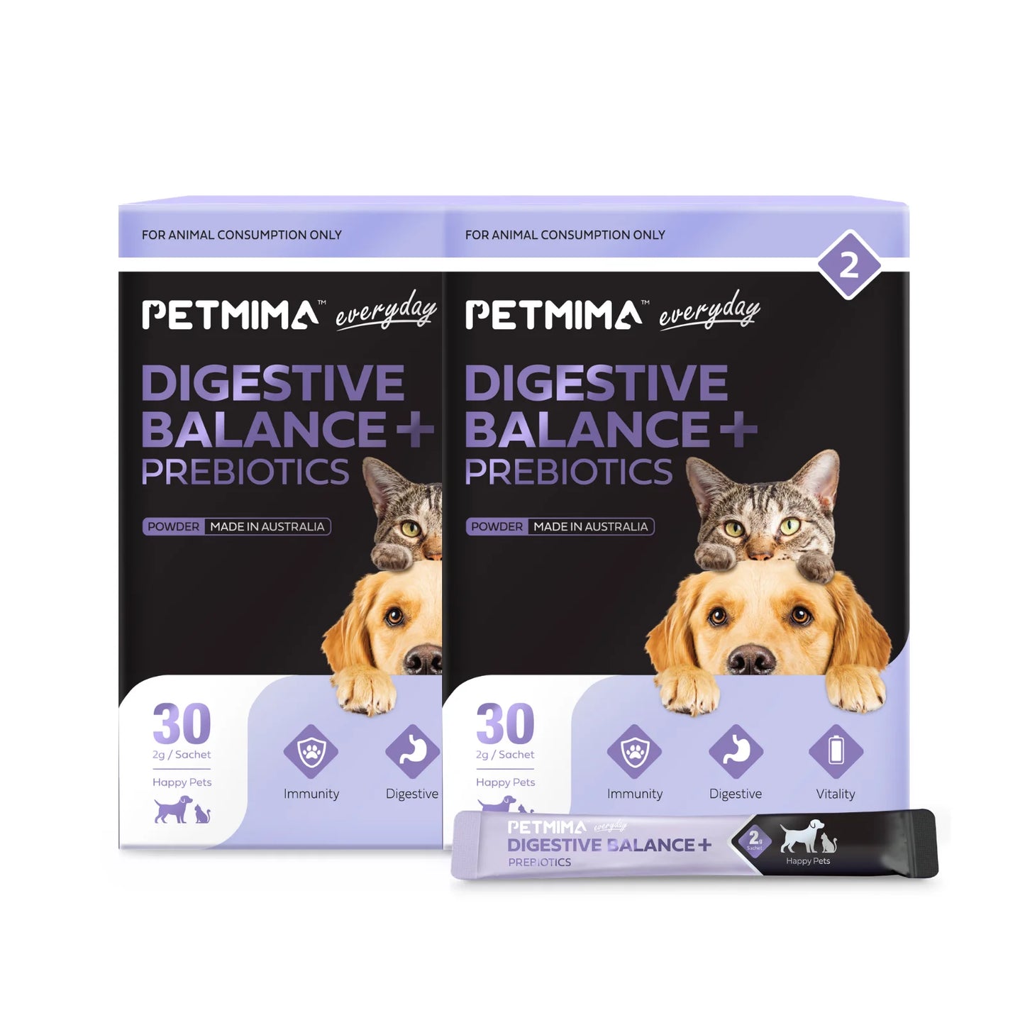 Homart Petmima | For Dogs & Cats Probiotics And Prebiotics for Gut Heal | Digestive Balance + Prebiotics 2g x 30 Sachet