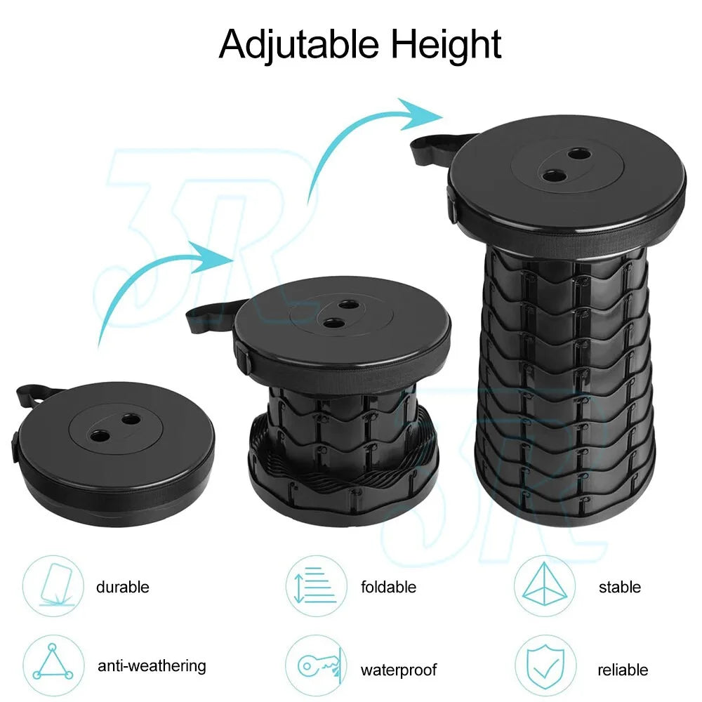 Portable Retractable Telescopic Folding Stool Seat Camping Fishing Travel Chair