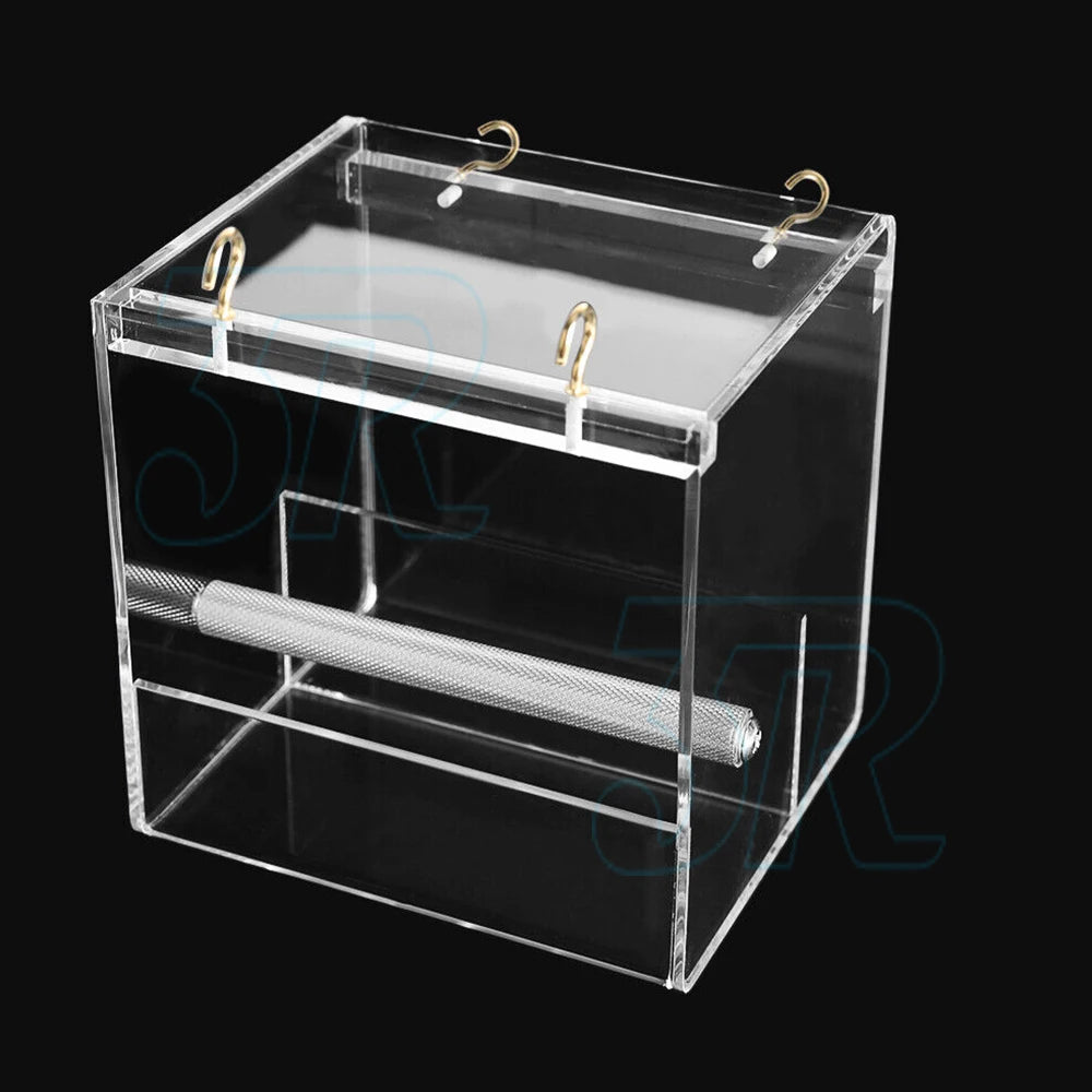 Automatic Parrot Feeder No Mess Bird Cage Seed Feeding Container Box Acrylic