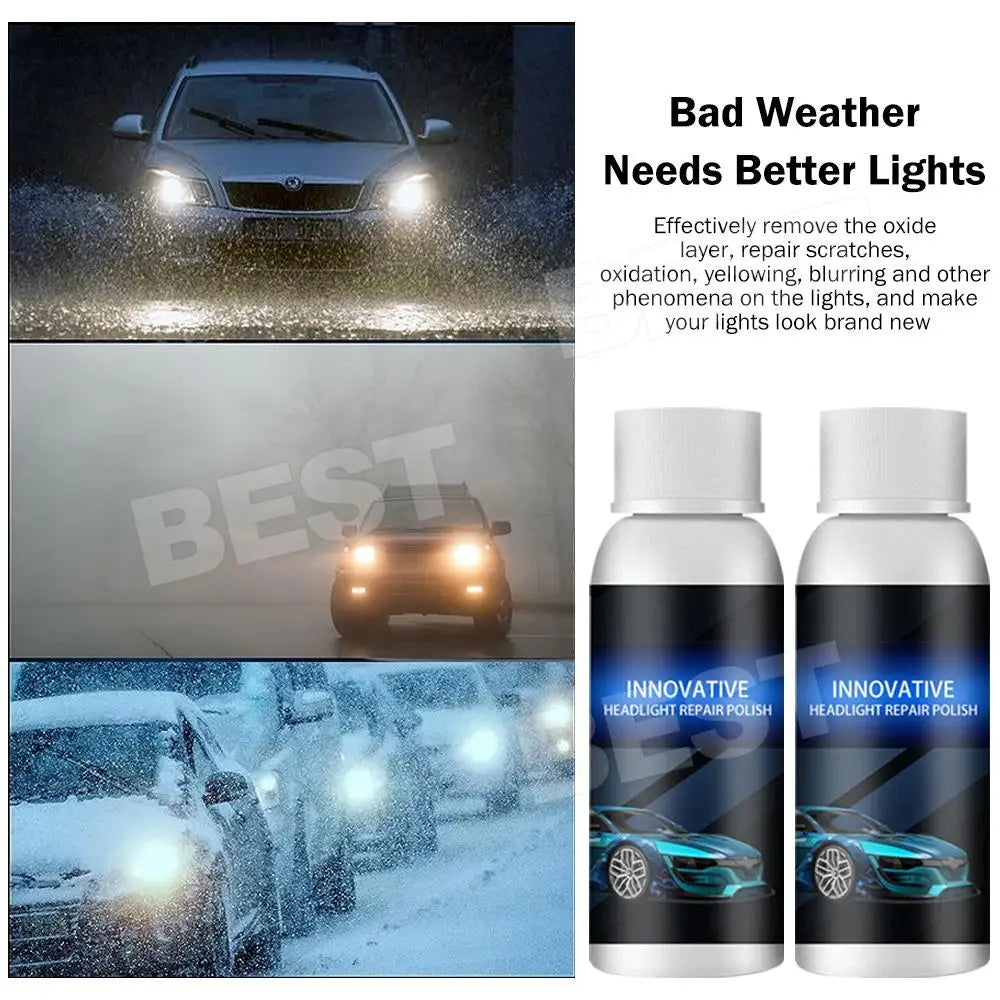 2PCS Car Headlight Restoration kit Fluid Repair Plastic Headlight Polish Cleaner