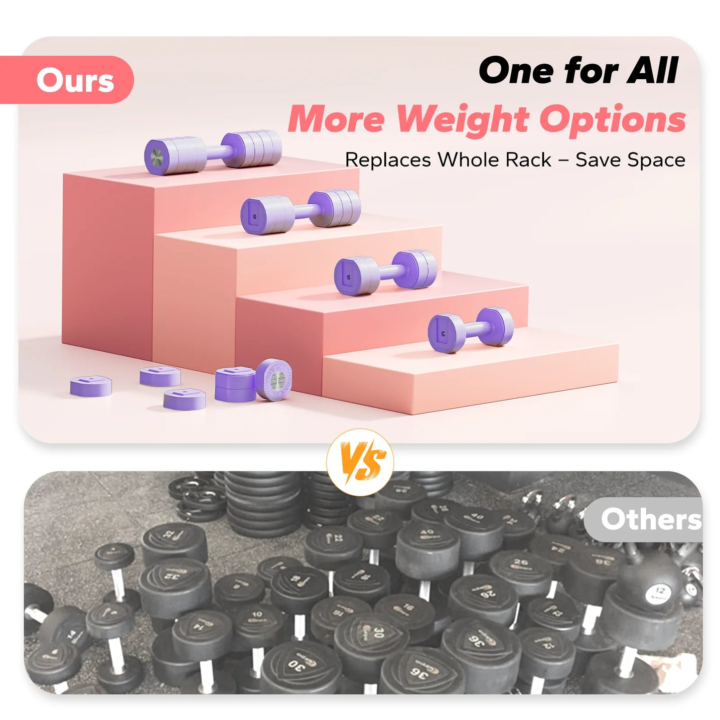 MERACH Adjustable Dumbbell Set of 2, 4 in 1 Hand Weights for Women at Home, Free Weights Dumbbells Each 2.2lb 4.4lb 6.6lb 8.8lb