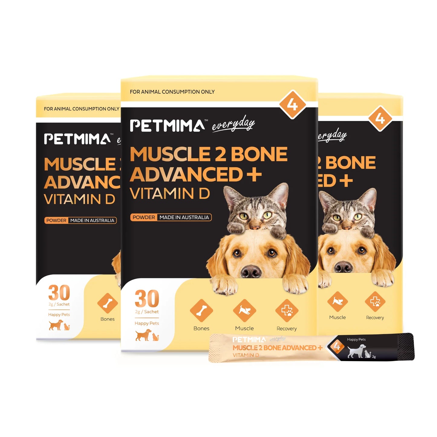 Homart Petmima | Muscle 2 Bone Advanced + Vitamin D 2g x 30 Sachet |  Joint Care Supplement For Dogs And Cats