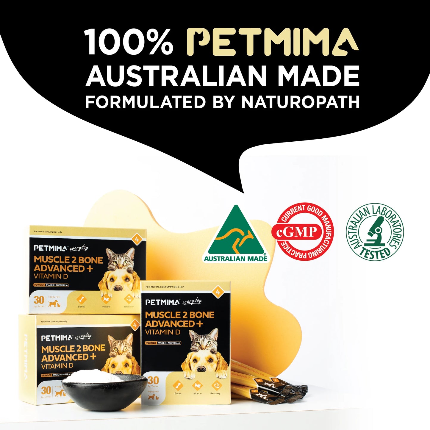Homart Petmima Joint Care Supplement For Dogs And Cats Muscle 2 Bone Advanced + Vitamin D 2g x 30 Sachet