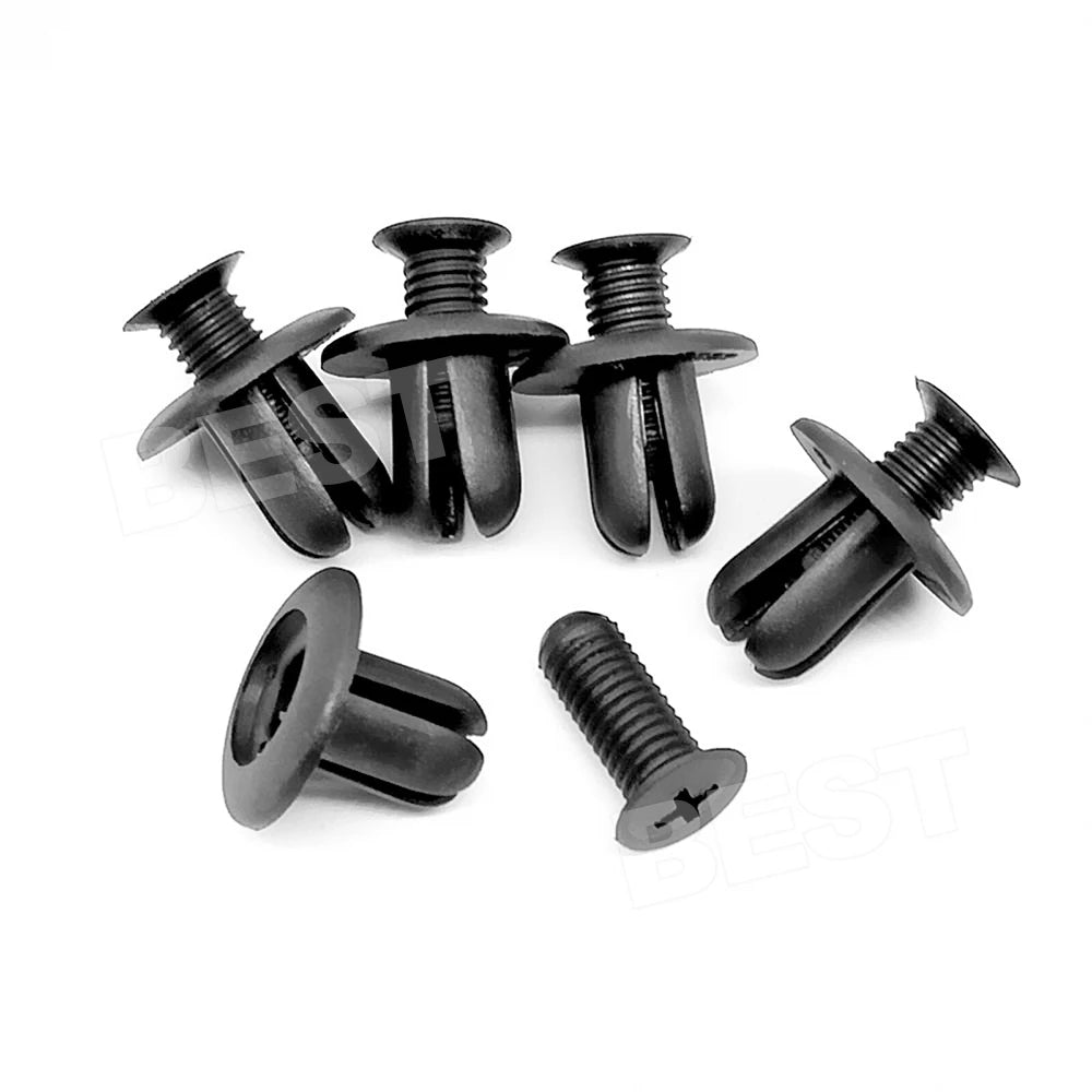 100X Car Plastic 8MM Scrivet Screw Clips Fit Door Boot Trim Panels Bumper Fastene