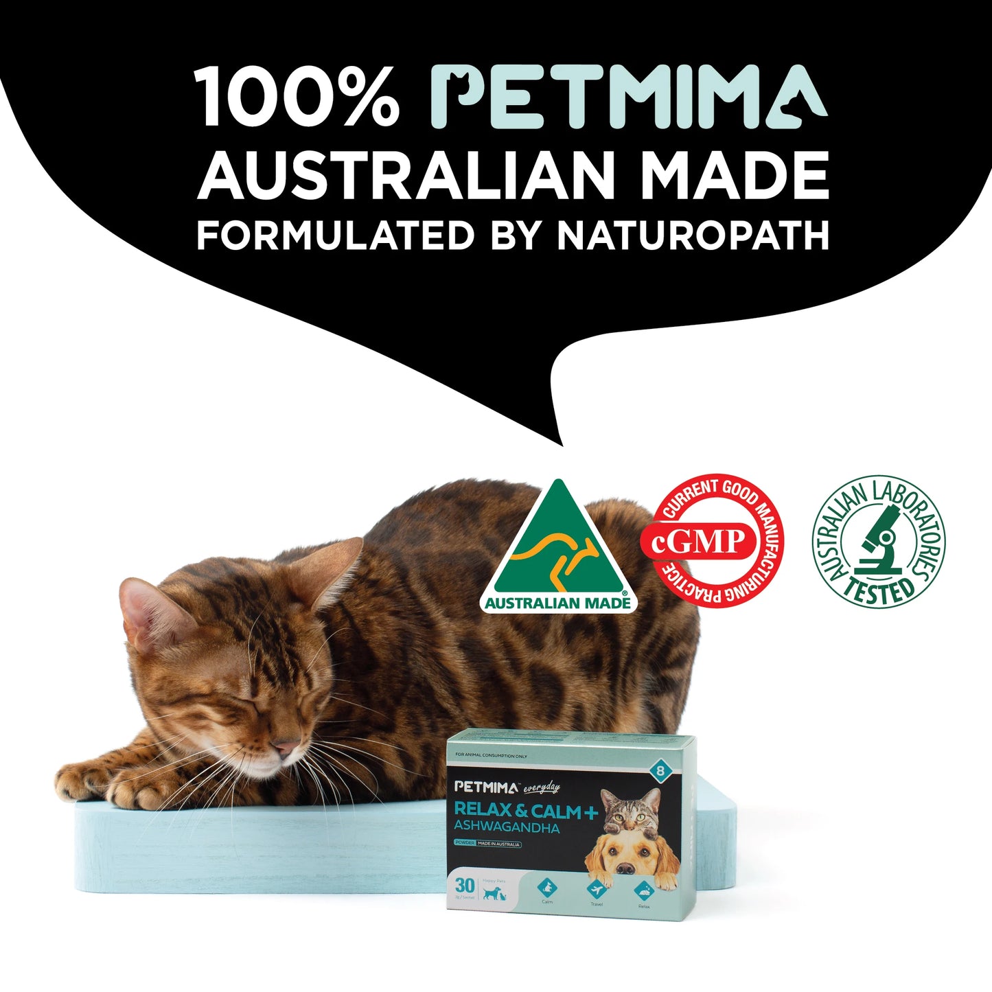 Homart Petmima Vitamins For Dogs & Cats With Stressor Anxiety|Relax & Calm+Ashwagandha Calming Supplements 2g x 30 Sachet