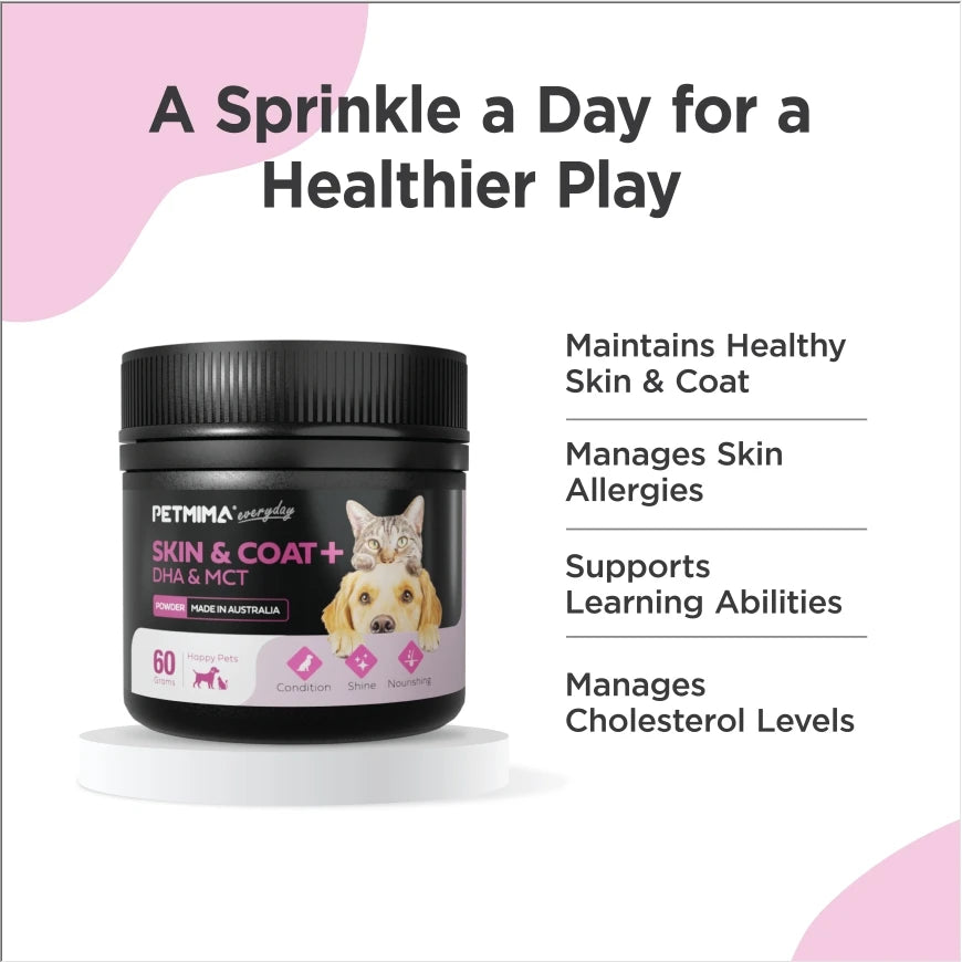 Homart Petmima | Natural Ingredients For Dogs & Cats 60g | Skin & Coat +DHA & MCT Supplement For Healthy Skin & Shiny Coast