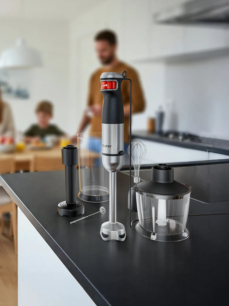 1500W 6-in-1 Immersion Hand Blender, Stainless Steel Shaft & Blades, 500ml Chopper/600ml Beaker/Whisk, BPA-Free, Snap Storage