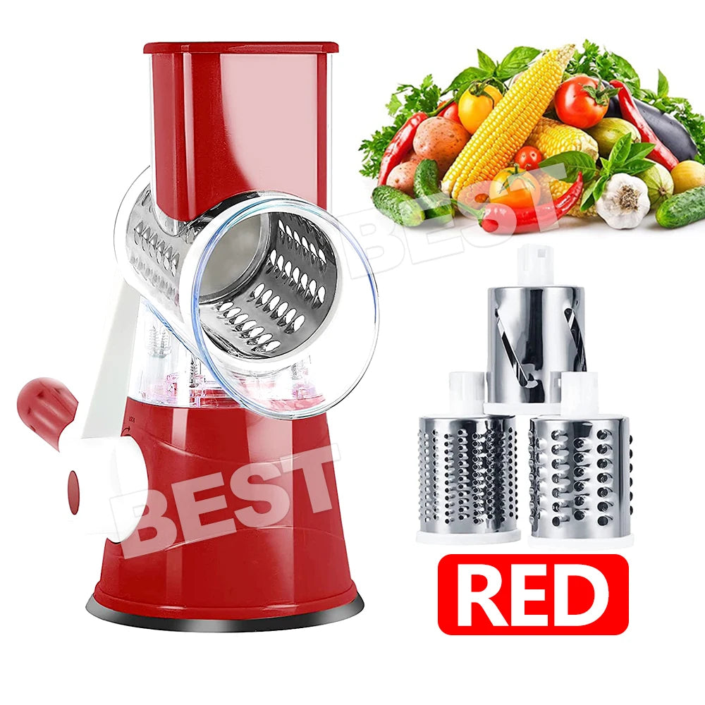 Vegetable Fruit Slicer Cutter Shredder Food Manual Rotary Grater Chopper