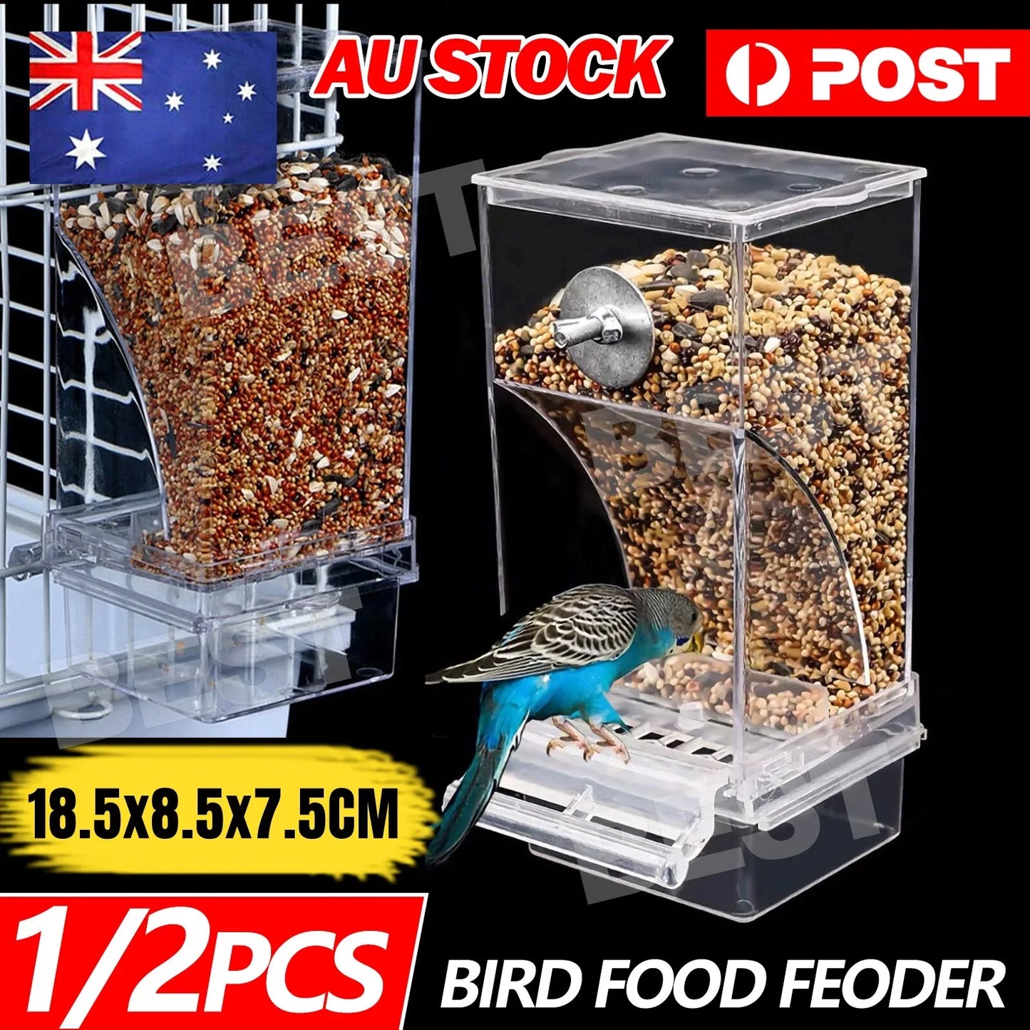 1/2pcs No Mess Bowl Auto Cage Bird Feeder Cup Automatic Parrot Canary Cockatiel