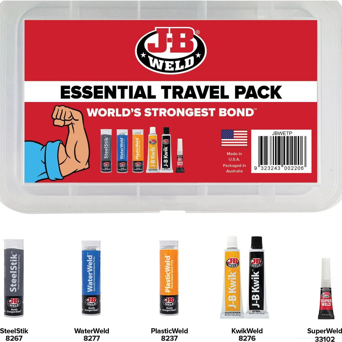 JB Weld Essential Travel Pack Repair Kit SteelStik WaterWeld PlasticWeld