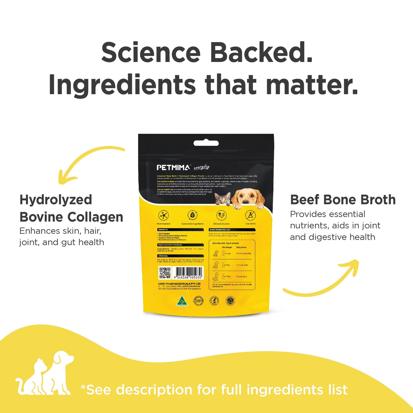 Homart Petmima Vitamins For Cats & Dogs With Joint Pain And Difficulty In Movement Advanced Bone Broth+Hydrolyzed Collagen 250g