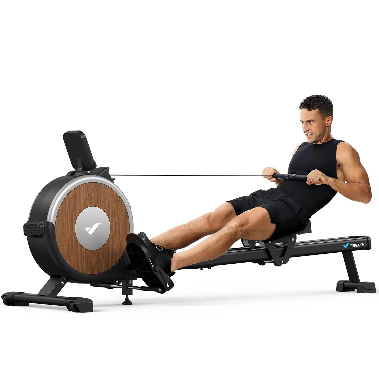 Merach Rowing Machines for Home Use, Quiet Magnetic Rower Machine 16 Levels of Resistance, Dual Slide Rail with Max 350lb Weight