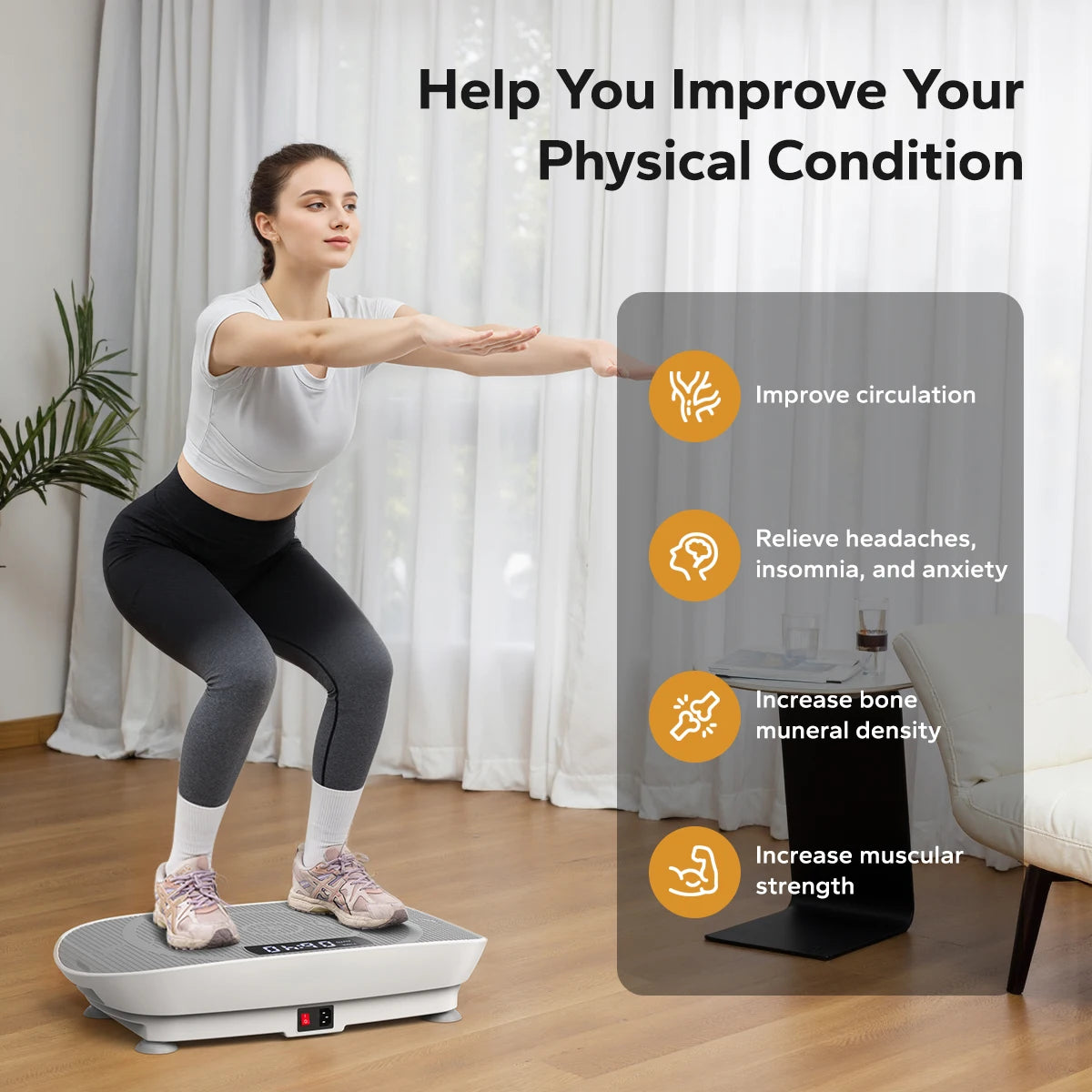 MERACH Vibration Plate CV30 Exercise Machine Whole Body Workout Power Vibrate Fitness Platform Vibration Weight Loss&Shaping