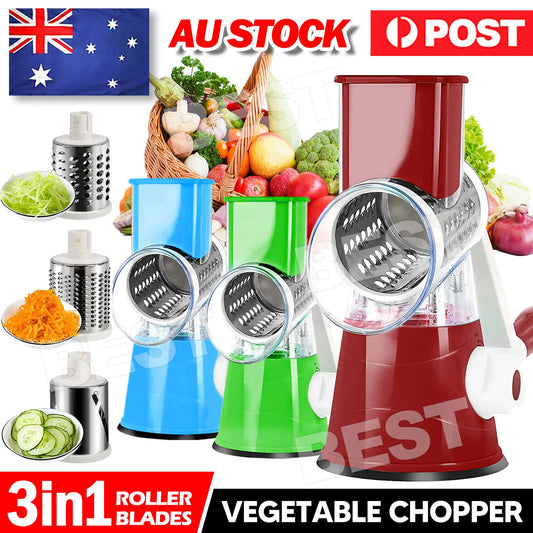 Vegetable Fruit Slicer Cutter Shredder Food Manual Rotary Grater Chopper