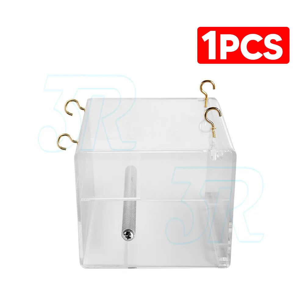 Automatic Parrot Feeder No Mess Bird Cage Seed Feeding Container Box Acrylic