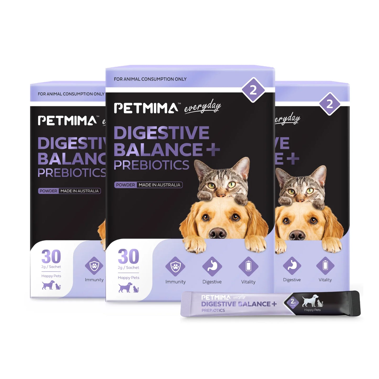 Homart Petmima | For Dogs & Cats Probiotics And Prebiotics for Gut Heal | Digestive Balance + Prebiotics 2g x 30 Sachet