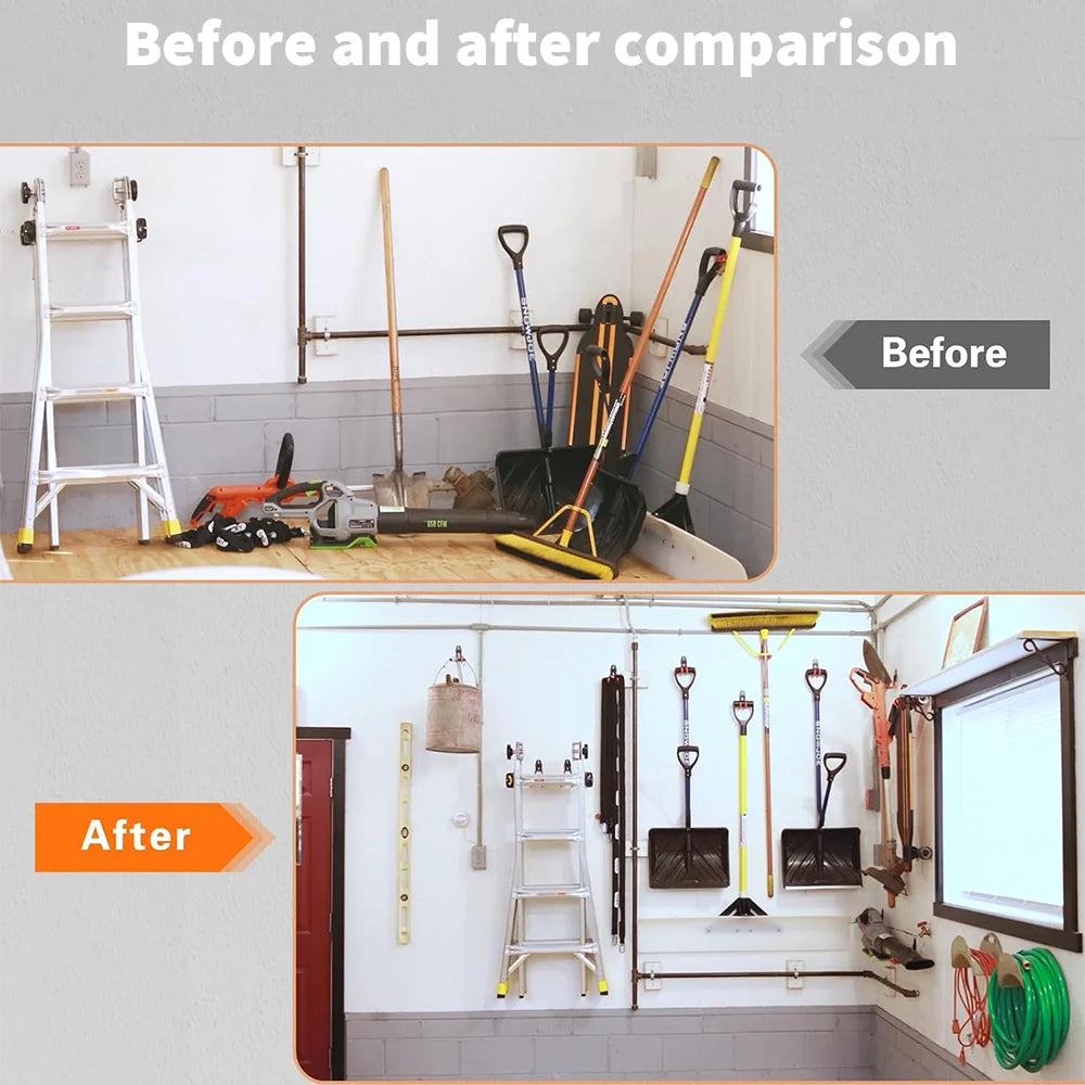 12 Pack Heavy Duty Utility Steel Garage Hooks, Wall Mount Garage Hanger & Organizer for Organizing Power Tools, Garden Tool