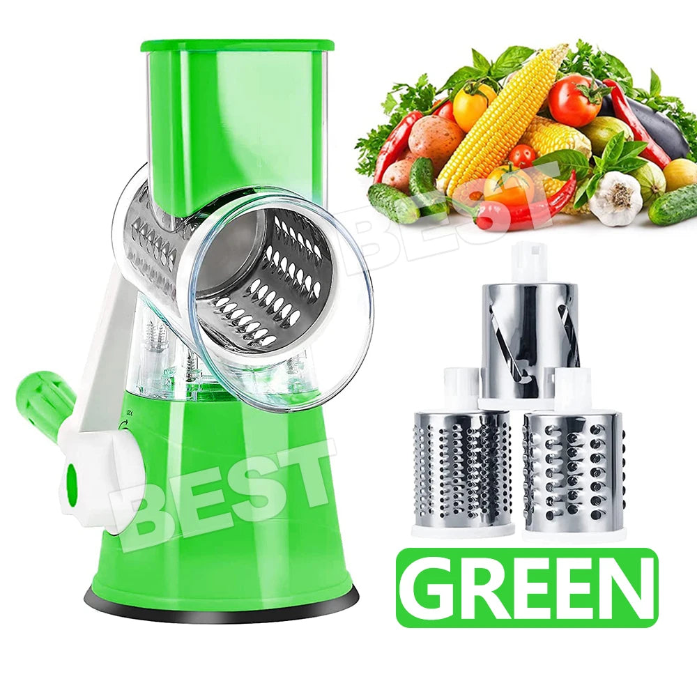 Vegetable Fruit Slicer Cutter Shredder Food Manual Rotary Grater Chopper