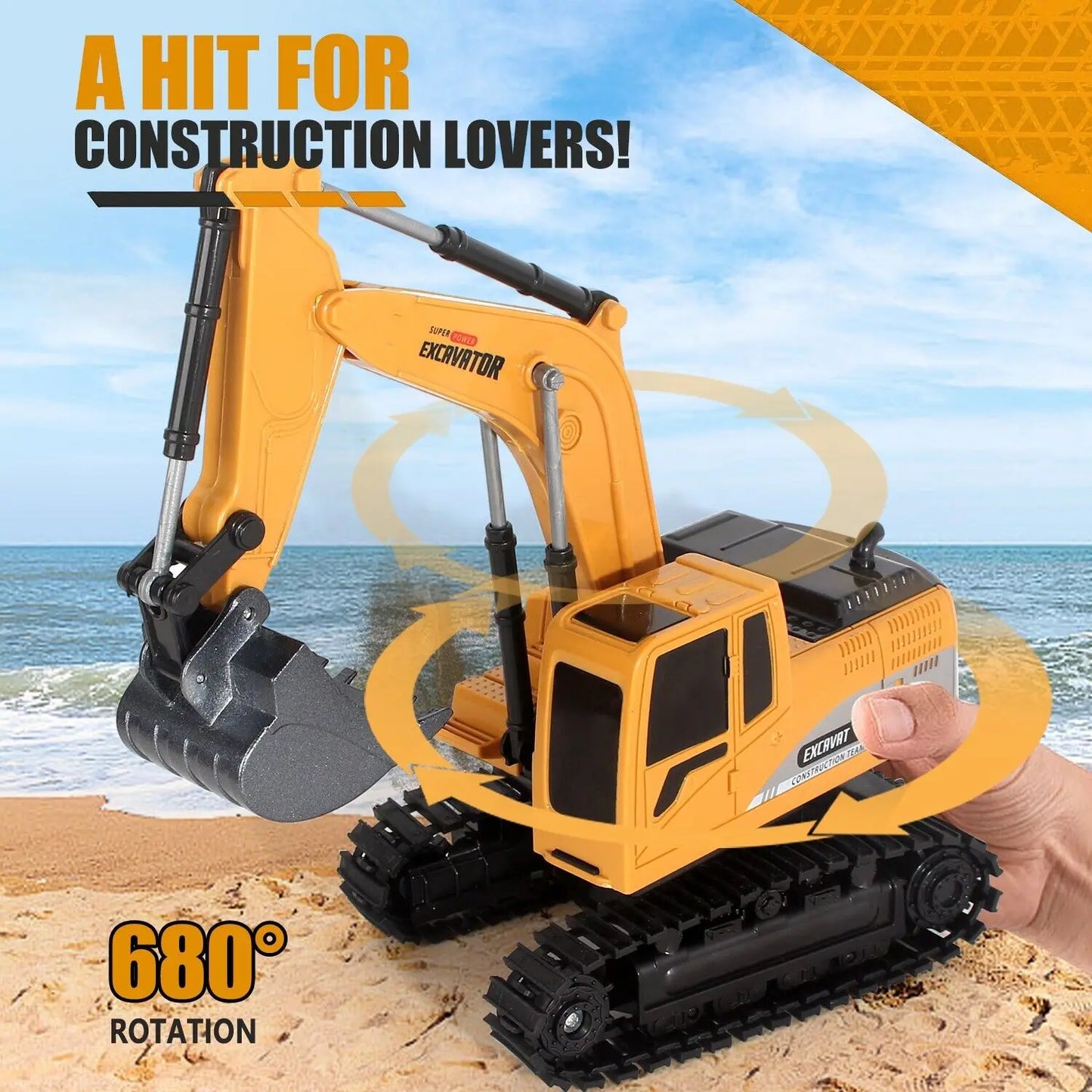 Remote Control Excavator Toys for Boys, RC Excavator Toy for Boys 3 4 5 6 7 8 Year Old Kids Christmas Birthday Gift，RC Digger Tr