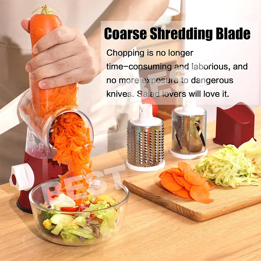 Vegetable Fruit Slicer Cutter Shredder Food Manual Rotary Grater Chopper