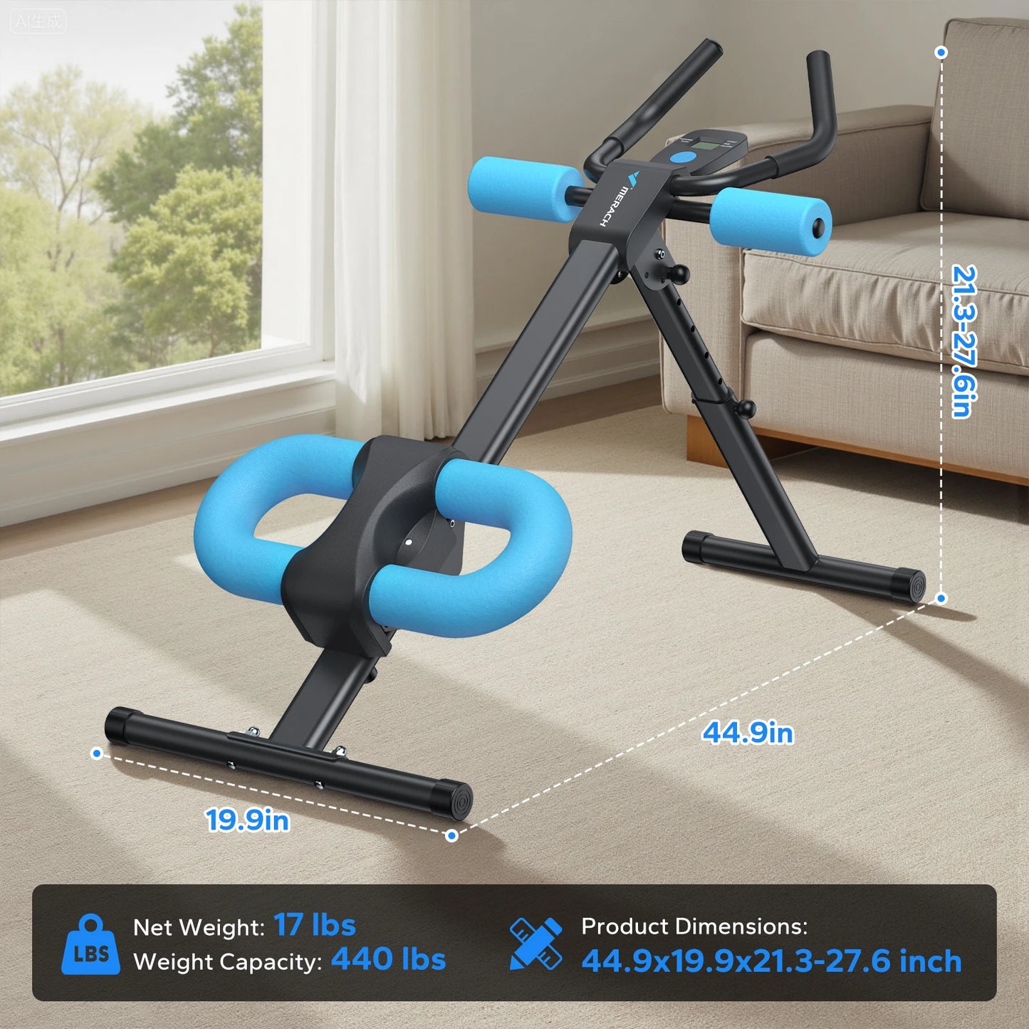 MERACH Adjustable Ab Trainer Machine Foldable Ab Workout Bench with Knee Protection for Home Gym Workout Equipment  Ab Machine