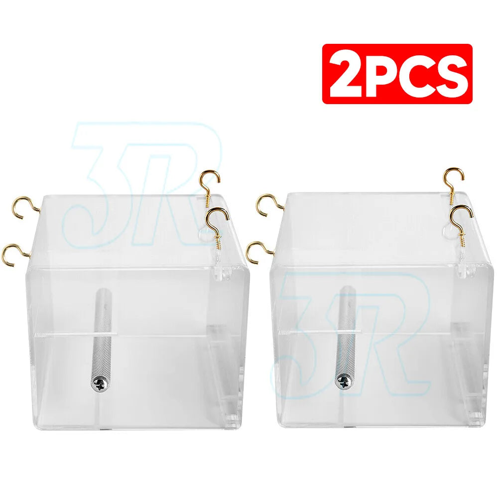 Automatic Parrot Feeder No Mess Bird Cage Seed Feeding Container Box Acrylic