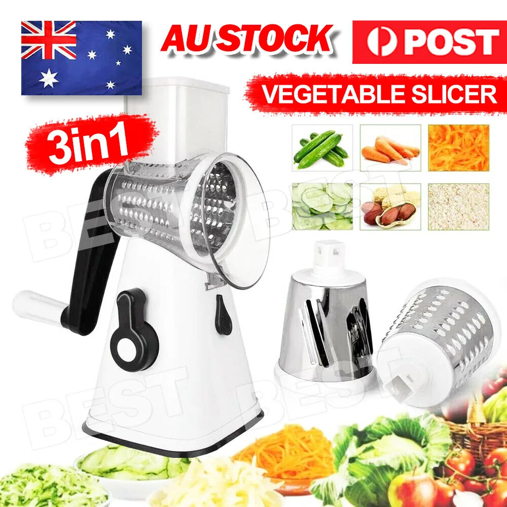 Kitchen Vegetable Food Manual Rotary Drum Grater Chopper Slicer Fruit Cutter