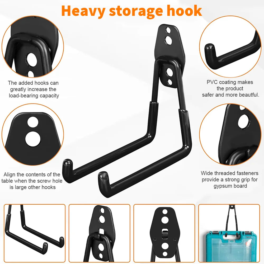 12 Pack Heavy Duty Utility Steel Garage Hooks, Wall Mount Garage Hanger & Organizer for Organizing Power Tools, Garden Tool