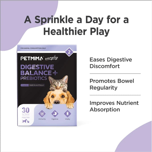 Homart Petmima Digestive Balance + Prebiotics 2g x 30 Sachet For Dogs & Cats Probiotics And Prebiotics for Gut Heal